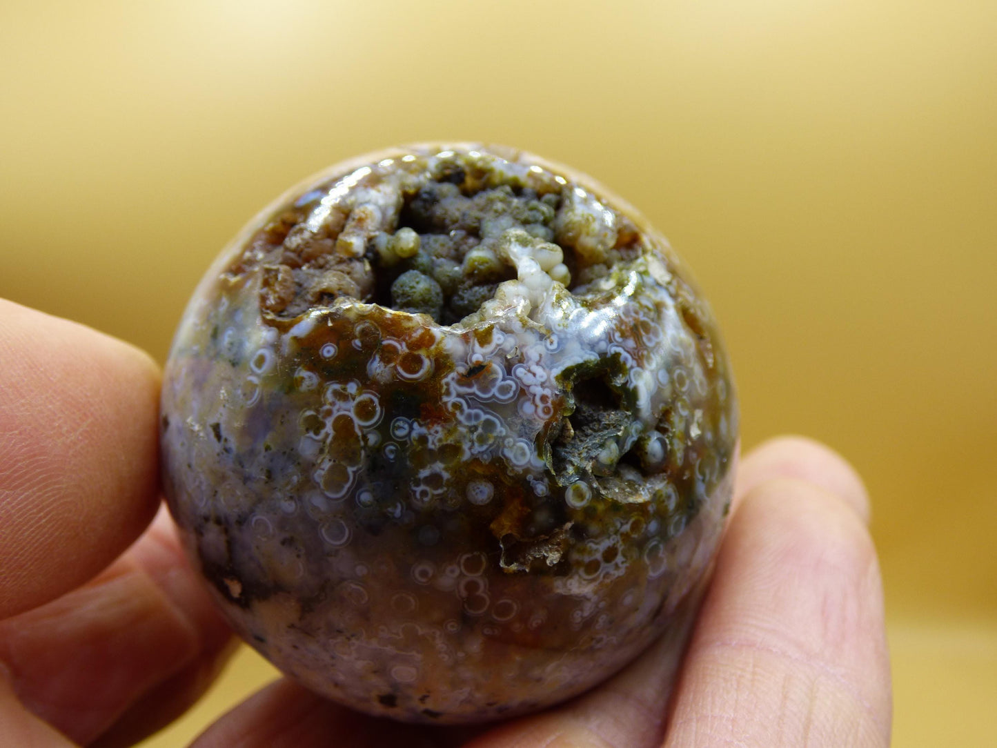 8 Adern Ocean Jaspis Orbicular - Edelstein Kugel Natur Heilstein Deko Kristall Geschenk Er Sie Mann Frau Haus Wohnung Energie Selten