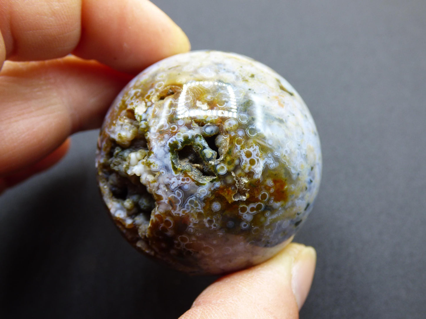 8 Adern Ocean Jaspis Orbicular - Edelstein Kugel Natur Heilstein Deko Kristall Geschenk Er Sie Mann Frau Haus Wohnung Energie Selten