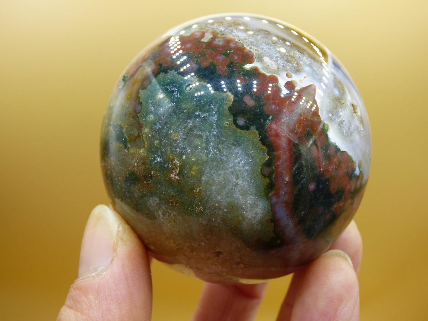 8 Adern Ocean Jaspis Orbicular - Edelstein Kugel Natur Heilstein Deko Kristall Geschenk Er Sie Mann Frau Haus Wohnung Energie Selten