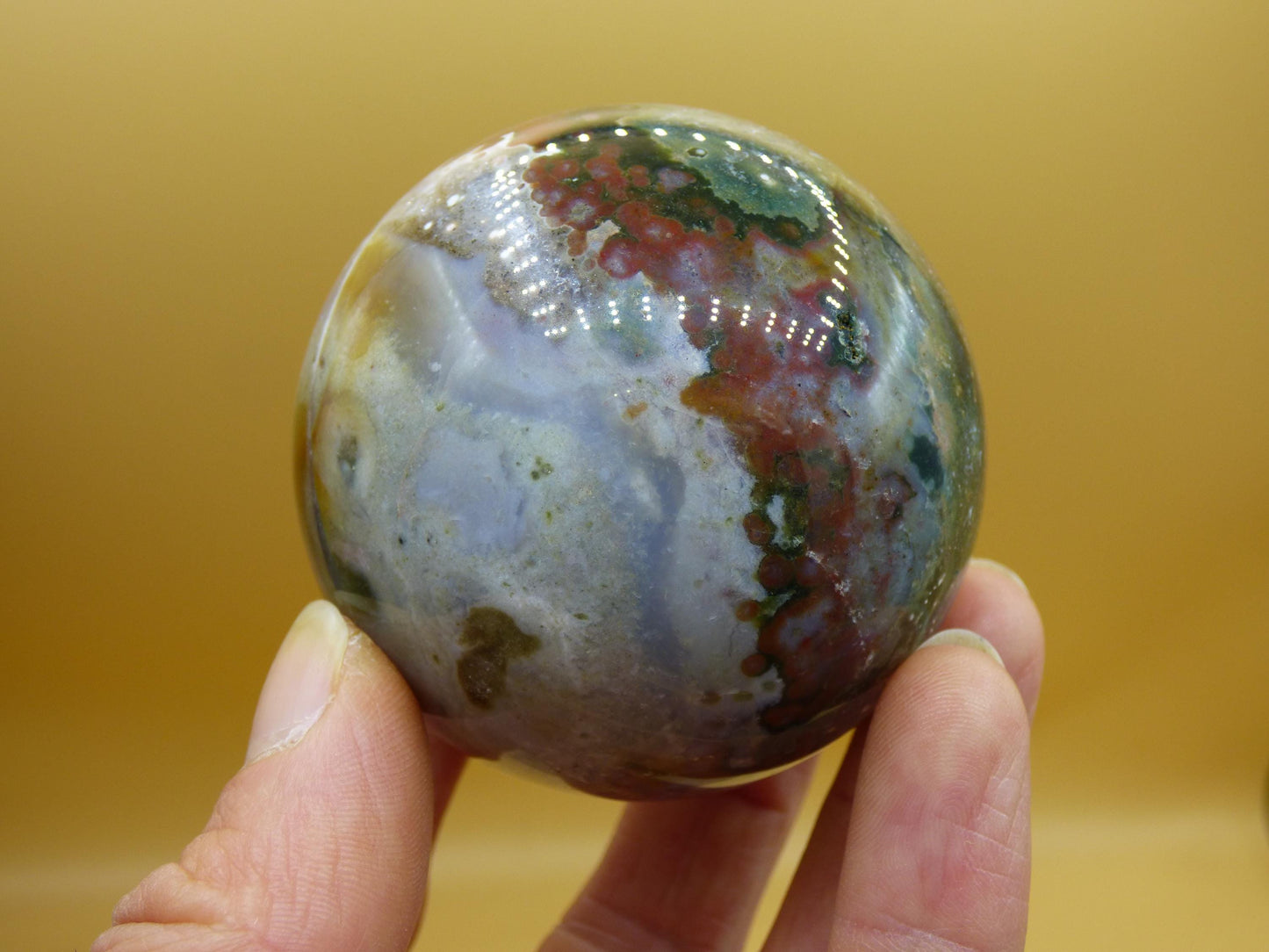 8 Adern Ocean Jaspis Orbicular - Edelstein Kugel Natur Heilstein Deko Kristall Geschenk Er Sie Mann Frau Haus Wohnung Energie Selten