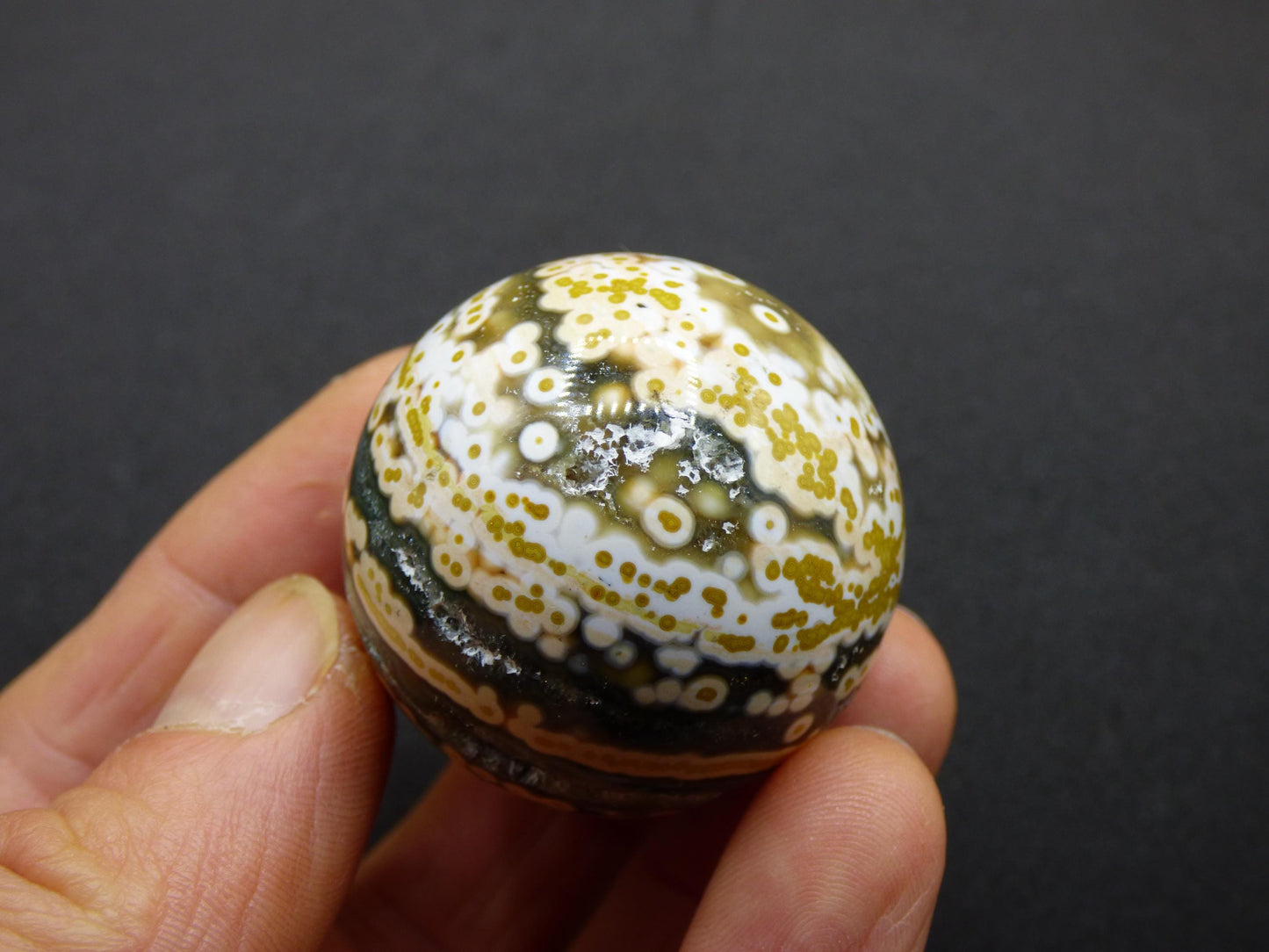 8 Adern Ocean Jaspis Orbicular grün gelb Edelstein Kugel Rarität Natur Heilstein Deko Kristall Geschenk Er Sie Mann Frau Haus Energie Selten