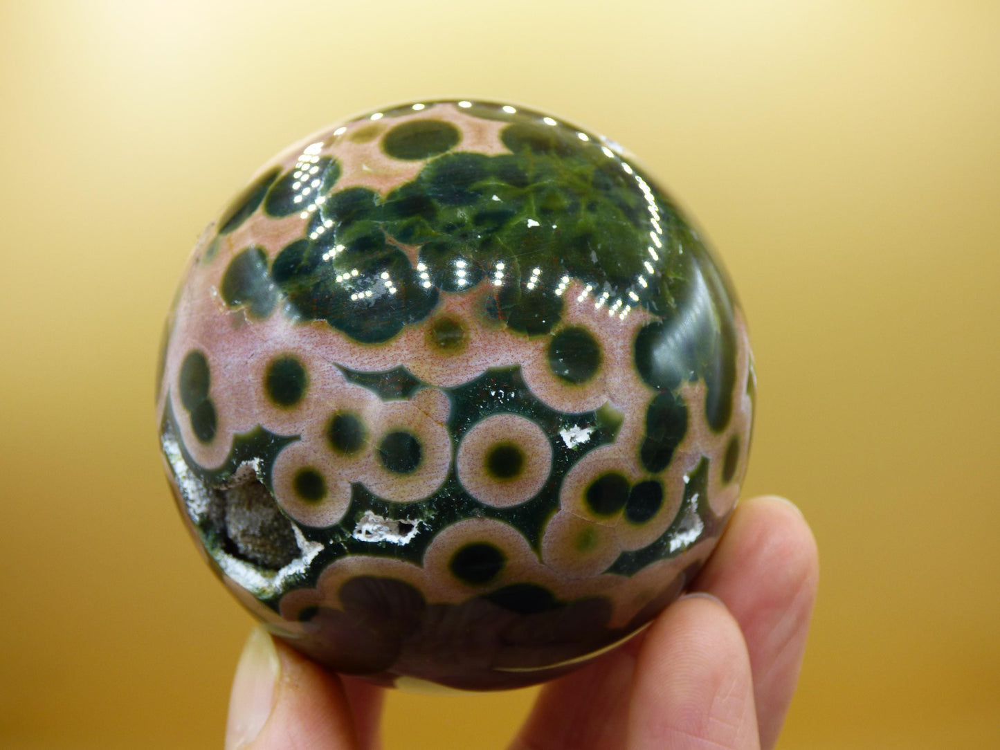 Sphère de jaspe océanique orbiculaire XXL à 8 veines, qualité AAA, vert et rouge - Pierre précieuse naturelle aux vertus curatives, cristal décoratif, cadeau idéal pour lui/elle, homme/femme, énergie, rare