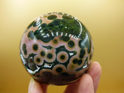 Sphère de jaspe océanique orbiculaire XXL à 8 veines, qualité AAA, vert et rouge - Pierre précieuse naturelle aux vertus curatives, cristal décoratif, cadeau idéal pour lui/elle, homme/femme, énergie, rare