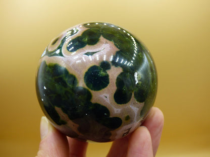 Sphère de jaspe océanique orbiculaire XXL à 8 veines, qualité AAA, vert et rouge - Pierre précieuse naturelle aux vertus curatives, cristal décoratif, cadeau idéal pour lui/elle, homme/femme, énergie, rare