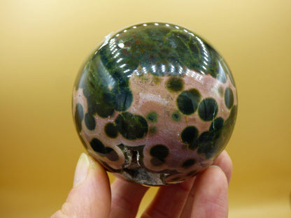 Sphère de jaspe océanique orbiculaire XXL à 8 veines, qualité AAA, vert et rouge - Pierre précieuse naturelle aux vertus curatives, cristal décoratif, cadeau idéal pour lui/elle, homme/femme, énergie, rare