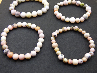 Bracelet en opale rose et opale des Andes, extensible, pierre de guérison naturelle, rareté, cadeau pour homme, femme, mère, petite amie, rare, haute qualité, rouge, rose