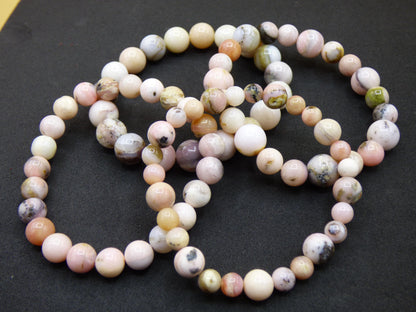 Bracelet en opale rose et opale des Andes, extensible, pierre de guérison naturelle, rareté, cadeau pour homme, femme, mère, petite amie, rare, haute qualité, rouge, rose