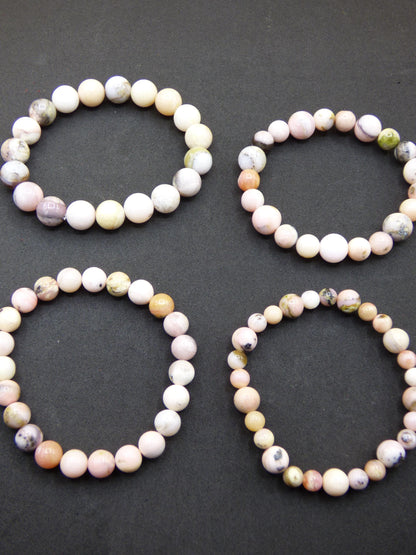 Bracelet en opale rose et opale des Andes, extensible, pierre de guérison naturelle, rareté, cadeau pour homme, femme, mère, petite amie, rare, haute qualité, rouge, rose