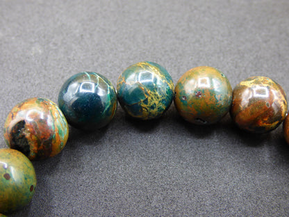 Bracelet en perles d'opale de 12 mm - Pierre précieuse *Unique* Pierre de guérison naturelle Cristal Chakra Cadeau rare pour hommes et femmes, Multicolore, Rouge, Bleu