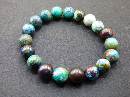 Azurite Chrysocoll - gemstone stretch bracelet blue green natural healing stone crystal rarity gift man woman sister brother mother him she