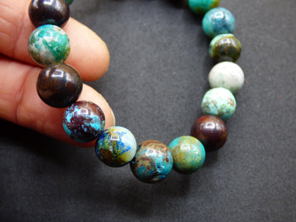 Azurite Chrysocoll - gemstone stretch bracelet blue green natural healing stone crystal rarity gift man woman sister brother mother him she