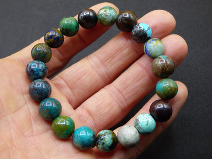 Azurite Chrysocoll - gemstone stretch bracelet blue green natural healing stone crystal rarity gift man woman sister brother mother him she