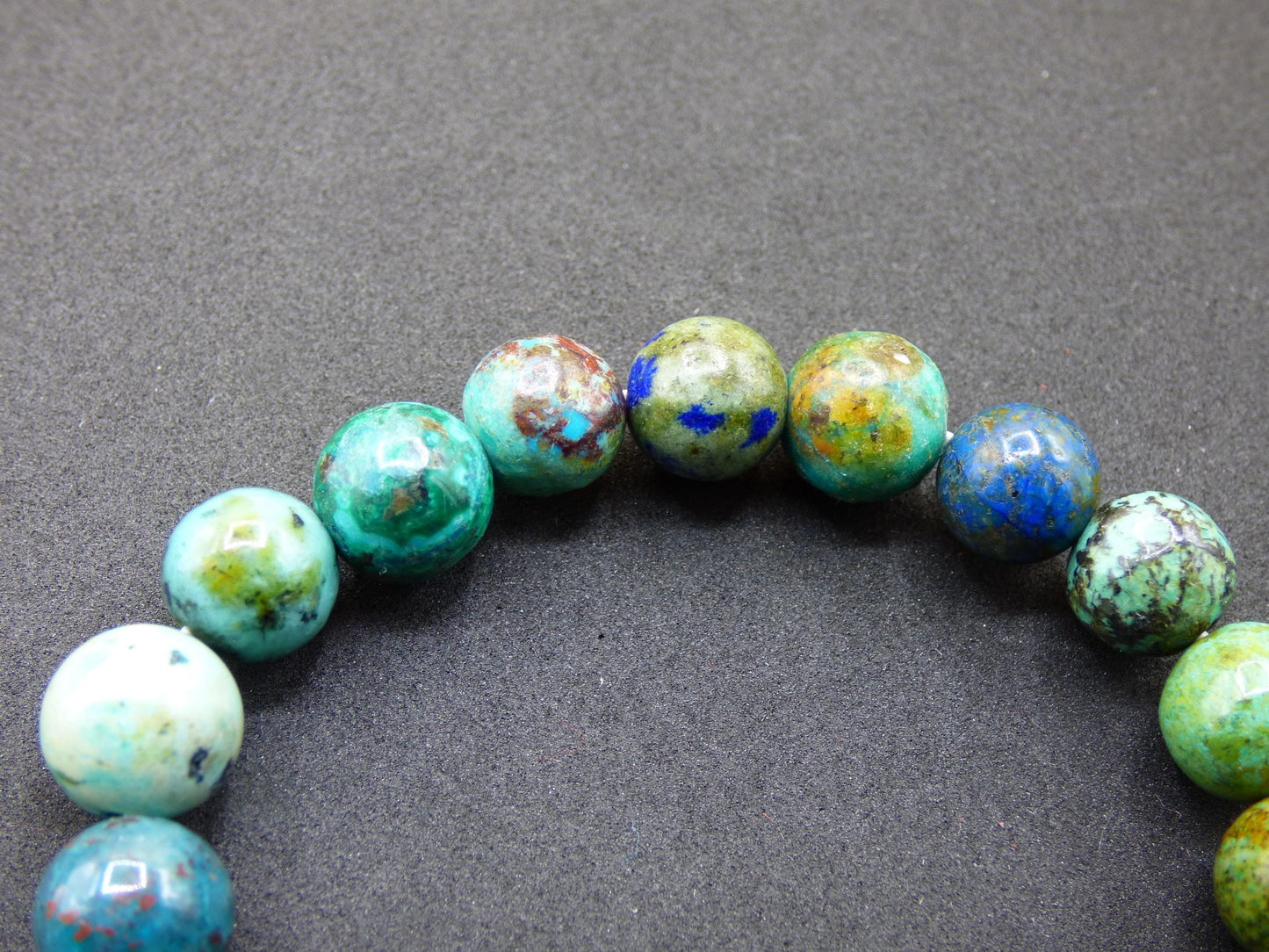 Azurite Chrysocoll - Bracelet extensible en pierres précieuses Bleu Vert Pierre de guérison naturelle Cristal Rareté Cadeau Homme Femme Soeur Frère Mère He Her