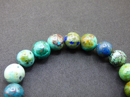 Azurite Chrysocoll - Bracelet extensible en pierres précieuses Bleu Vert Pierre de guérison naturelle Cristal Rareté Cadeau Homme Femme Soeur Frère Mère He Her