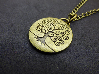 Arbre - Collier en bronze antique - Cadeau pour petite amie, homme, fille, fils, frère, sœur - Pendentif porte-bonheur hippie vintage ethnique