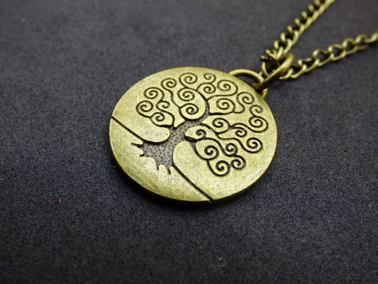 Arbre - Collier en bronze antique - Cadeau pour petite amie, homme, fille, fils, frère, sœur - Pendentif porte-bonheur hippie vintage ethnique