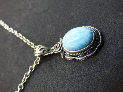 Larimar Un collier de pierres précieuses 925 Sterling Silver Femme Bijoux Noble Antique Vintage Guérison Pierre Rareté Mer Ciel Bleu Cadeau Femme Petite Amie
