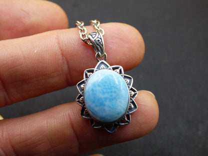 Larimar Un collier de pierres précieuses 925 Sterling Silver Femme Bijoux Noble Antique Vintage Guérison Pierre Rareté Mer Ciel Bleu Cadeau Femme Petite Amie