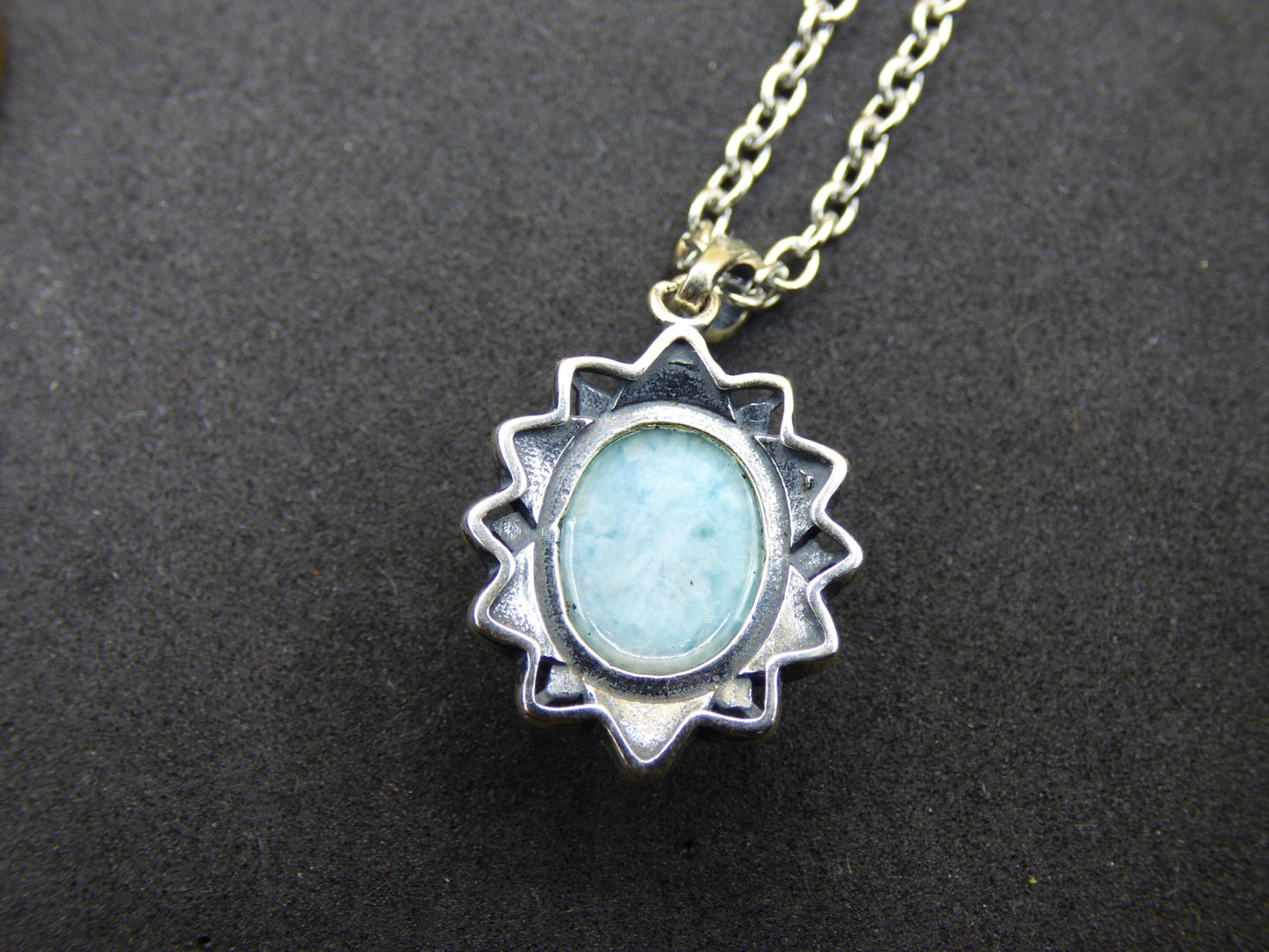 Larimar Un collier de pierres précieuses 925 Sterling Silver Femme Bijoux Noble Antique Vintage Guérison Pierre Rareté Mer Ciel Bleu Cadeau Femme Petite Amie