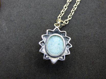 Larimar Un collier de pierres précieuses 925 Sterling Silver Femme Bijoux Noble Antique Vintage Guérison Pierre Rareté Mer Ciel Bleu Cadeau Femme Petite Amie