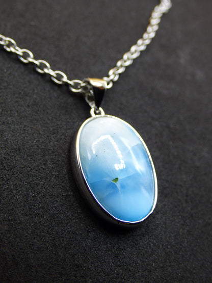 Collier en pierre précieuse Larimar AAA « Atlantis Stone » en argent sterling 925 pour femme, bijou précieux, pierre de guérison naturelle, hippie, rareté, bleu ciel, cadeau