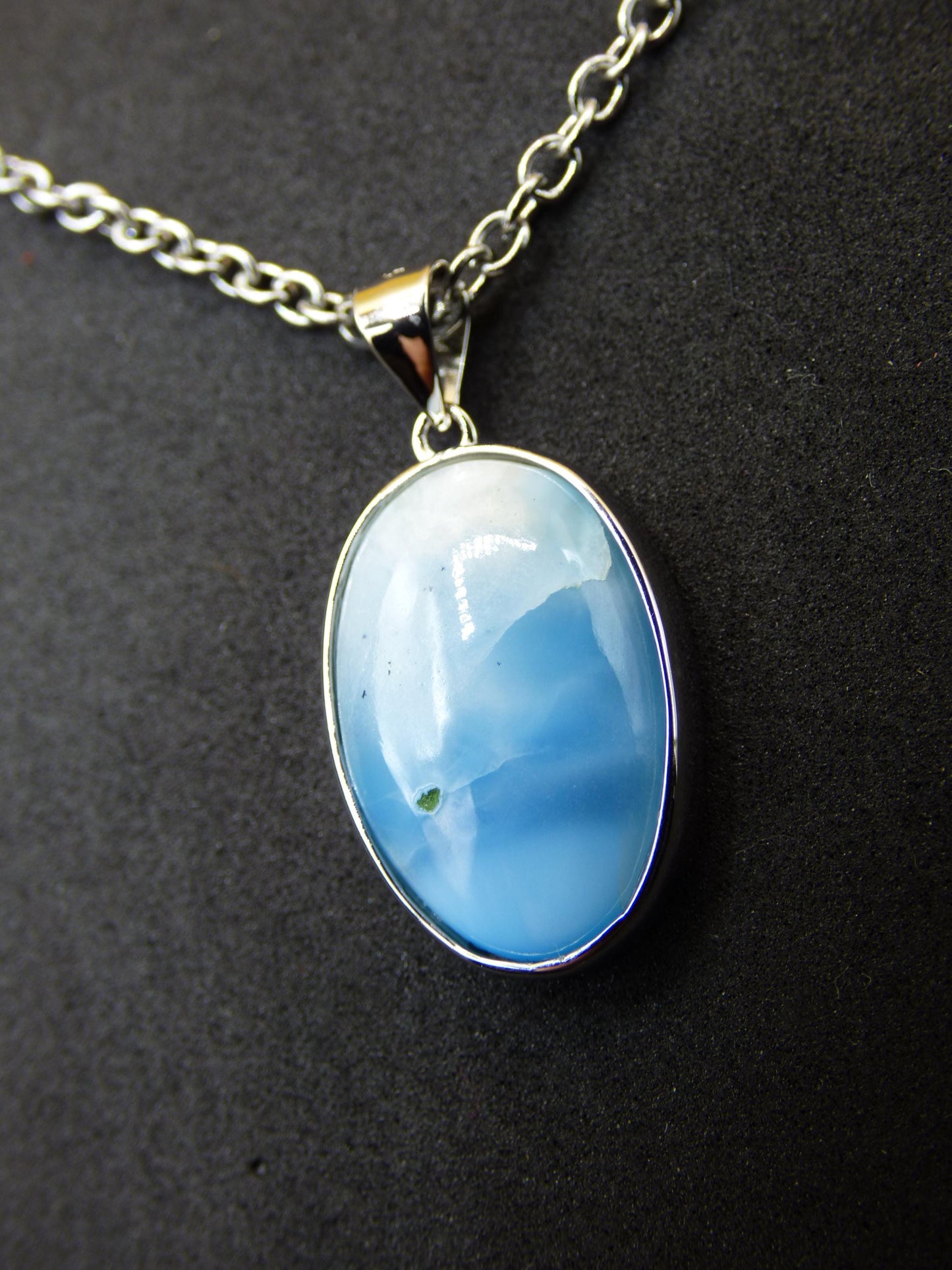 Collier en pierre précieuse Larimar AAA « Atlantis Stone » en argent sterling 925 pour femme, bijou précieux, pierre de guérison naturelle, hippie, rareté, bleu ciel, cadeau
