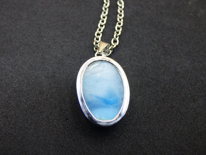 Collier en pierre précieuse Larimar AAA « Atlantis Stone » en argent sterling 925 pour femme, bijou précieux, pierre de guérison naturelle, hippie, rareté, bleu ciel, cadeau