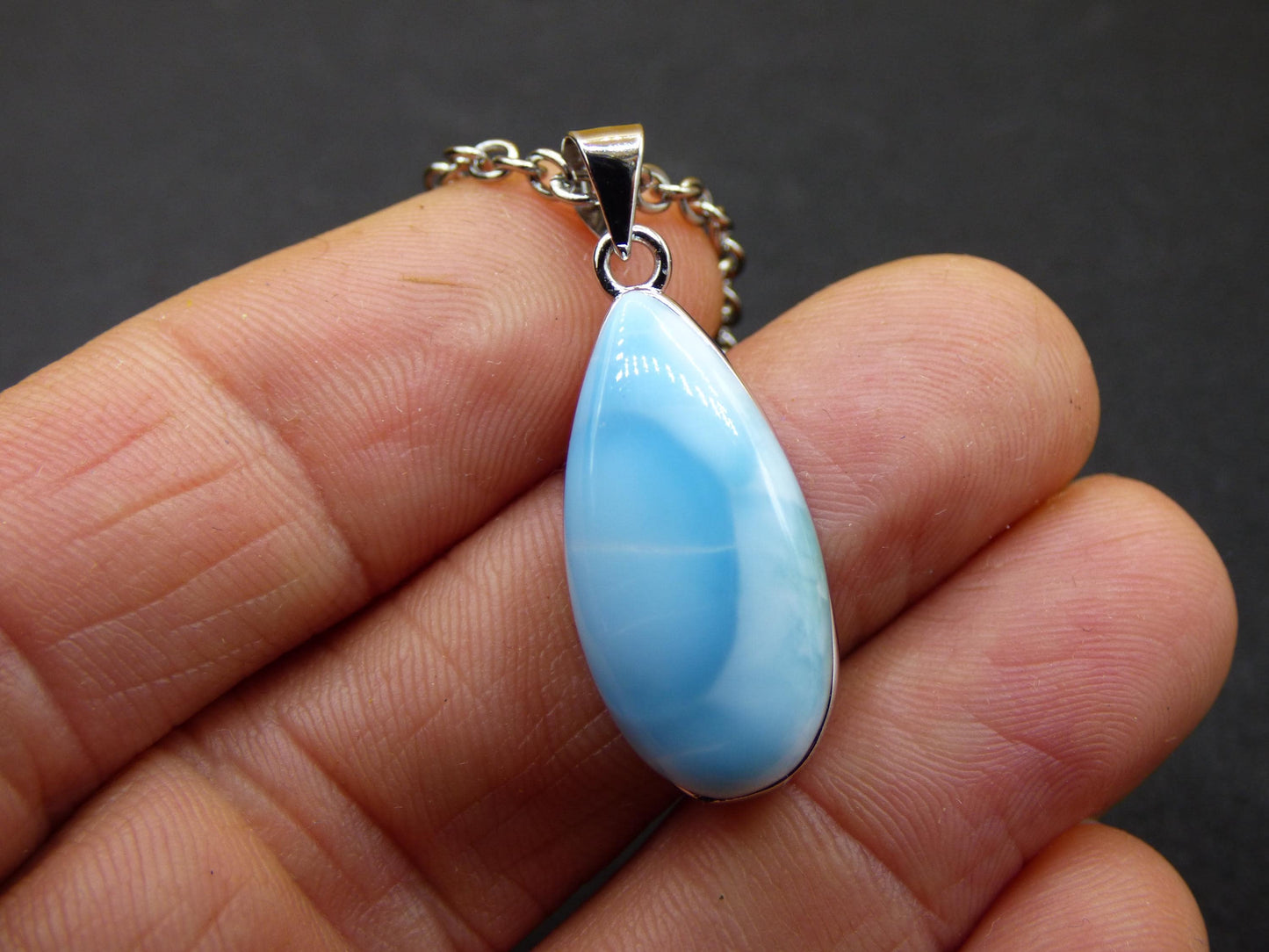 Collier en pierre précieuse Larimar AAA « Atlantis Stone » en argent sterling 925 pour femme, bijou précieux, pierre de guérison naturelle, hippie, rareté, bleu ciel, cadeau
