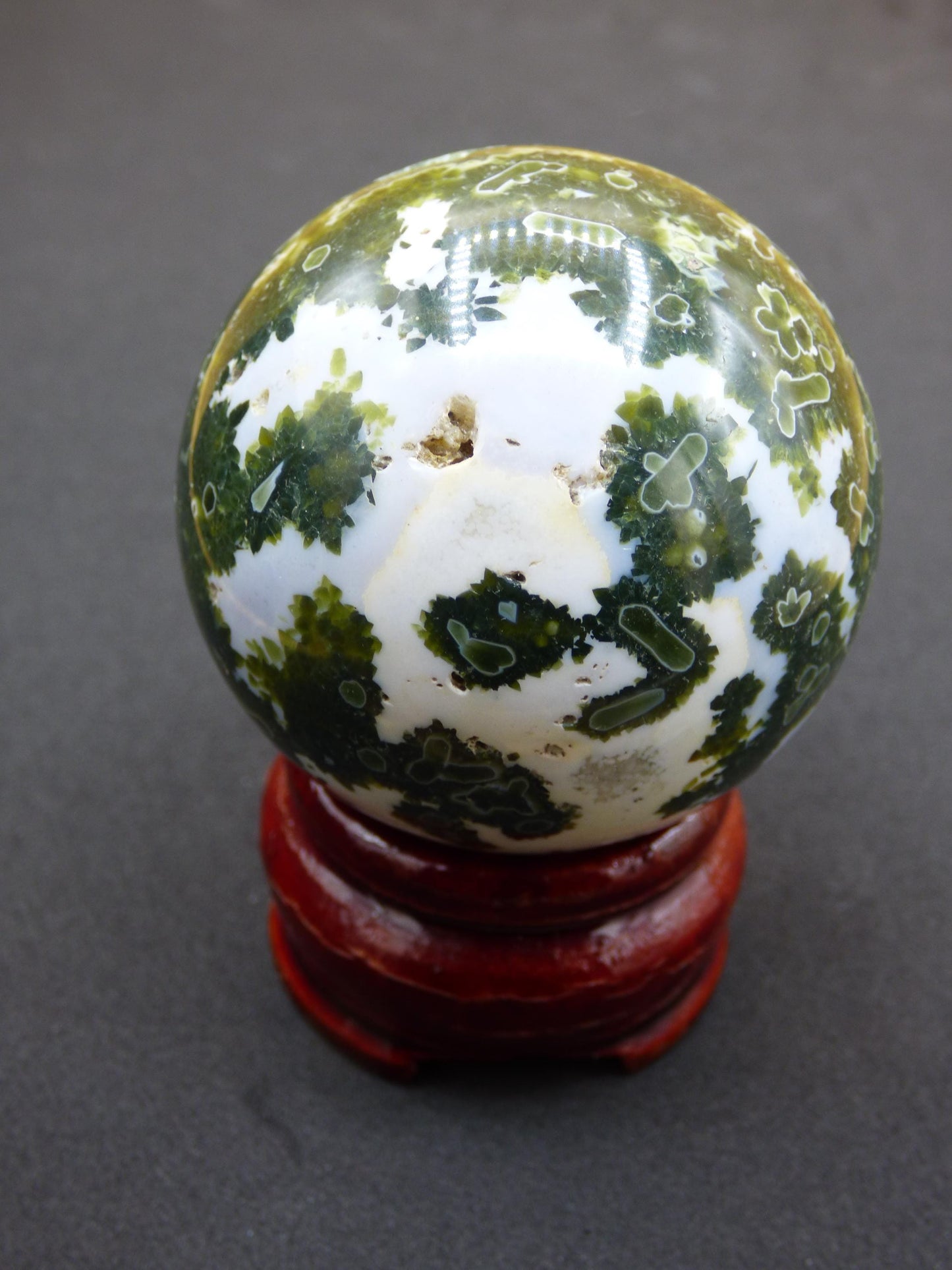 8 Adern Ocean Jaspis Orbicular grün - Edelstein Kugel Natur Heilstein Deko Kristall Geschenk Er Sie Mann Frau Haus Wohnung Energie Selten