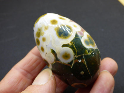 8 Adern Ocean Jaspis Orbicular grün gelb weiß - Edelstein Ei Kugel Natur Heilstein Deko Crystal Geschenk Er Sie Mann Frau Haus Wohnen Selten