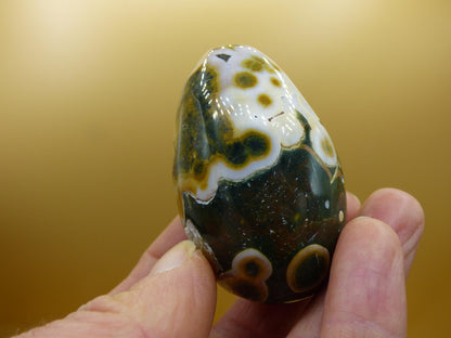 8 Adern Ocean Jaspis Orbicular grün gelb weiß - Edelstein Ei Kugel Natur Heilstein Deko Crystal Geschenk Er Sie Mann Frau Haus Wohnen Selten