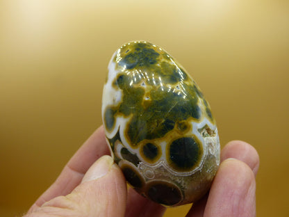 8 Adern Ocean Jaspis Orbicular grün gelb weiß - Edelstein Ei Kugel Natur Heilstein Deko Crystal Geschenk Er Sie Mann Frau Haus Wohnen Selten