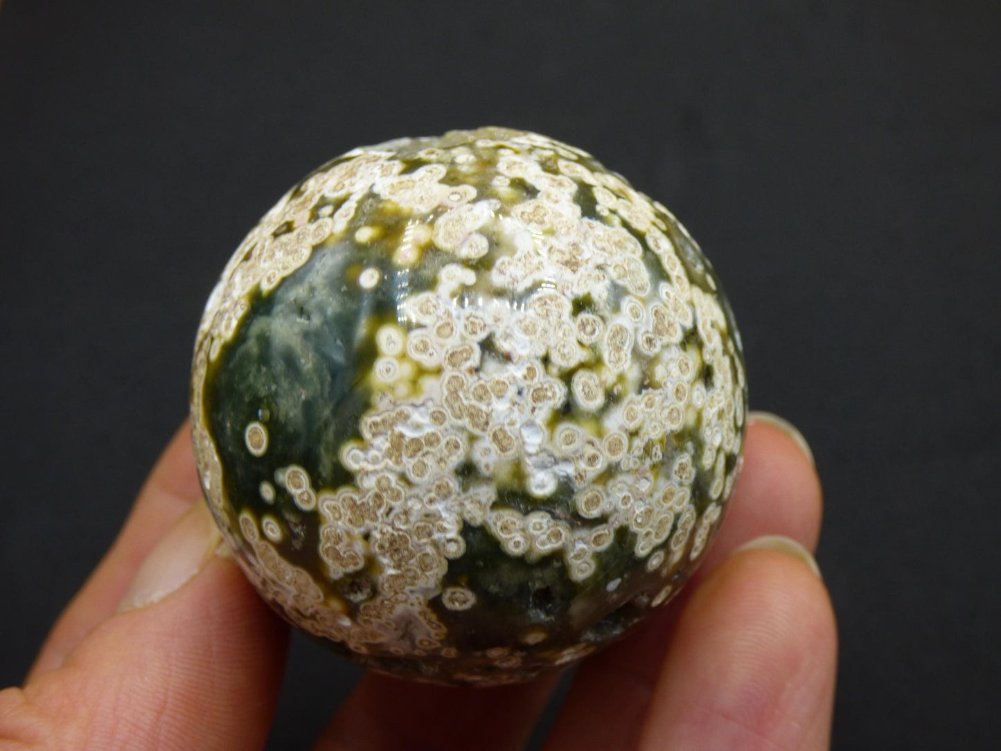 8 Adern Ocean Jaspis Orbicular grün - Edelstein Kugel Natur Heilstein Deko Kristall Geschenk Er Sie Mann Frau Haus Wohnung Energie Selten