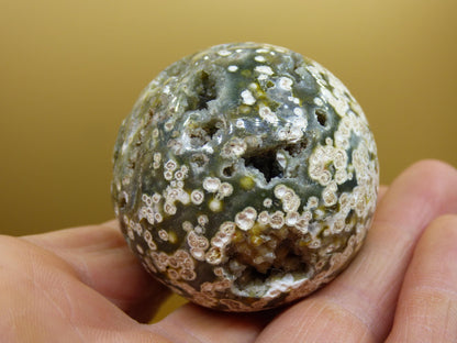 8 Adern Ocean Jaspis Orbicular grün - Edelstein Kugel Natur Heilstein Deko Kristall Geschenk Er Sie Mann Frau Haus Wohnung Energie Selten