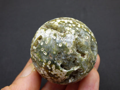 8 Adern Ocean Jaspis Orbicular grün - Edelstein Kugel Natur Heilstein Deko Kristall Geschenk Er Sie Mann Frau Haus Wohnung Energie Selten