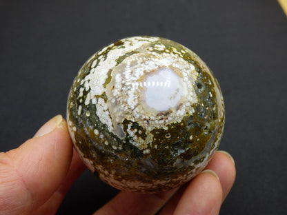 8 Adern Ocean Jaspis Orbicular grün - Edelstein Kugel Natur Heilstein Deko Kristall Geschenk Er Sie Mann Frau Haus Wohnung Energie Selten