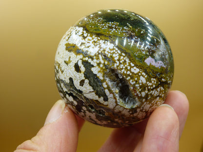 8 Adern Ocean Jaspis Orbicular grün - Edelstein Kugel Natur Heilstein Deko Kristall Geschenk Er Sie Mann Frau Haus Wohnung Energie Selten