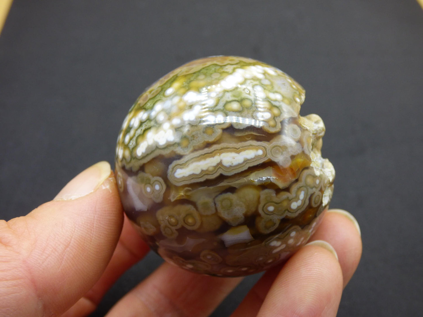 8 Adern Ocean Jaspis Orbicular grün - Edelstein Kugel Natur Heilstein Deko Kristall Geschenk Er Sie Mann Frau Haus Wohnung Energie Selten