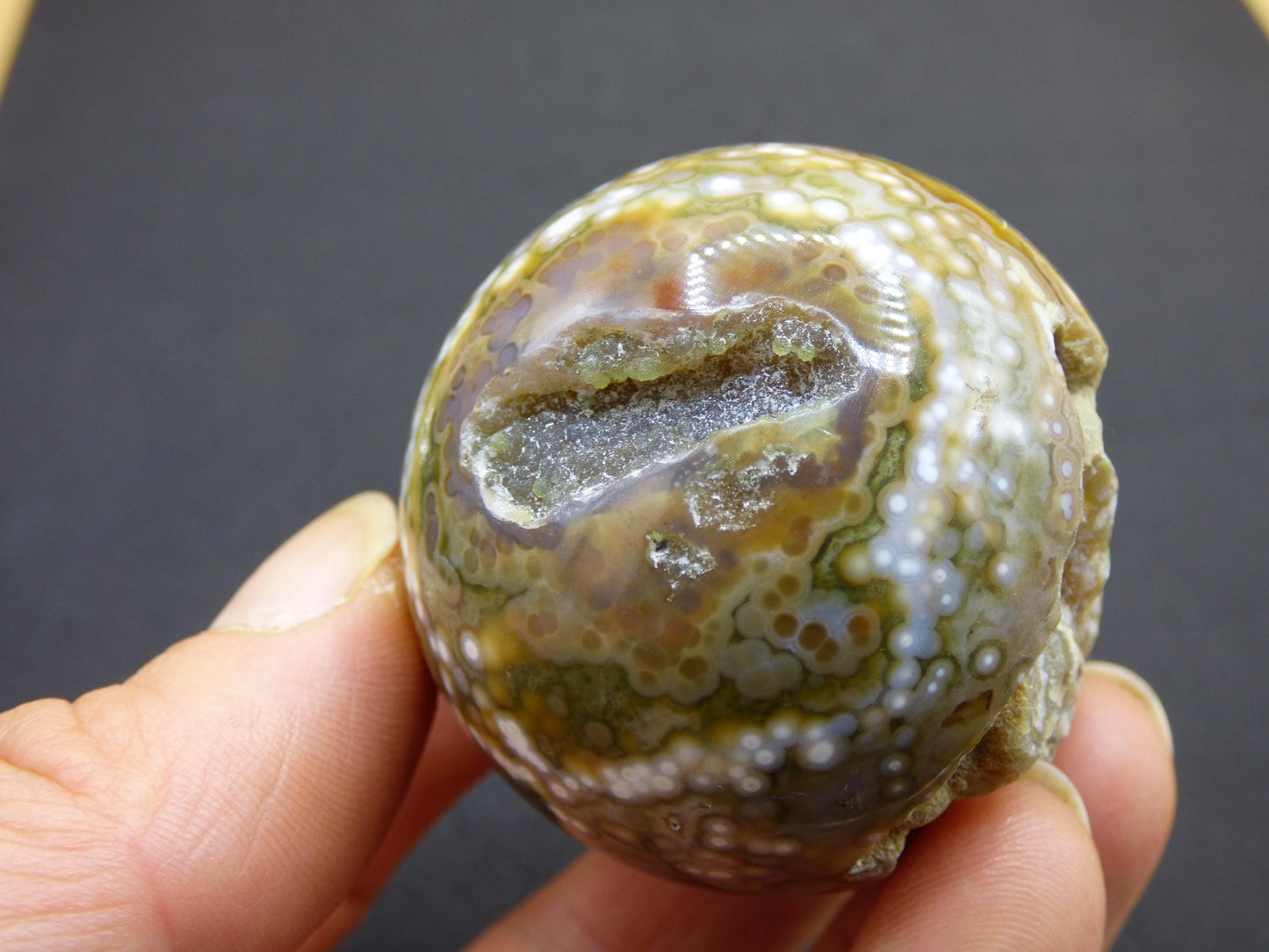 8 Adern Ocean Jaspis Orbicular grün - Edelstein Kugel Natur Heilstein Deko Kristall Geschenk Er Sie Mann Frau Haus Wohnung Energie Selten