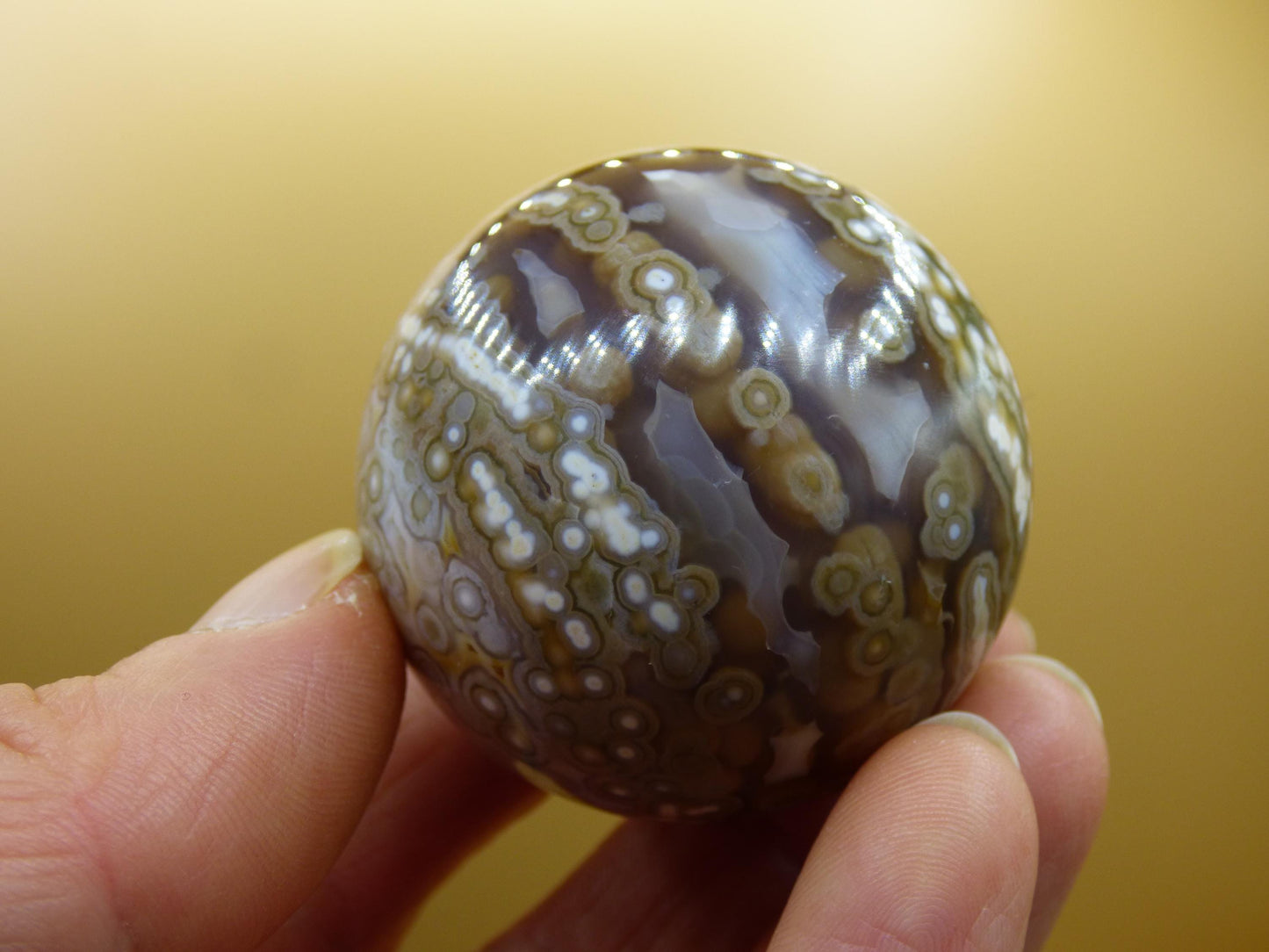 8 Adern Ocean Jaspis Orbicular grün - Edelstein Kugel Natur Heilstein Deko Kristall Geschenk Er Sie Mann Frau Haus Wohnung Energie Selten