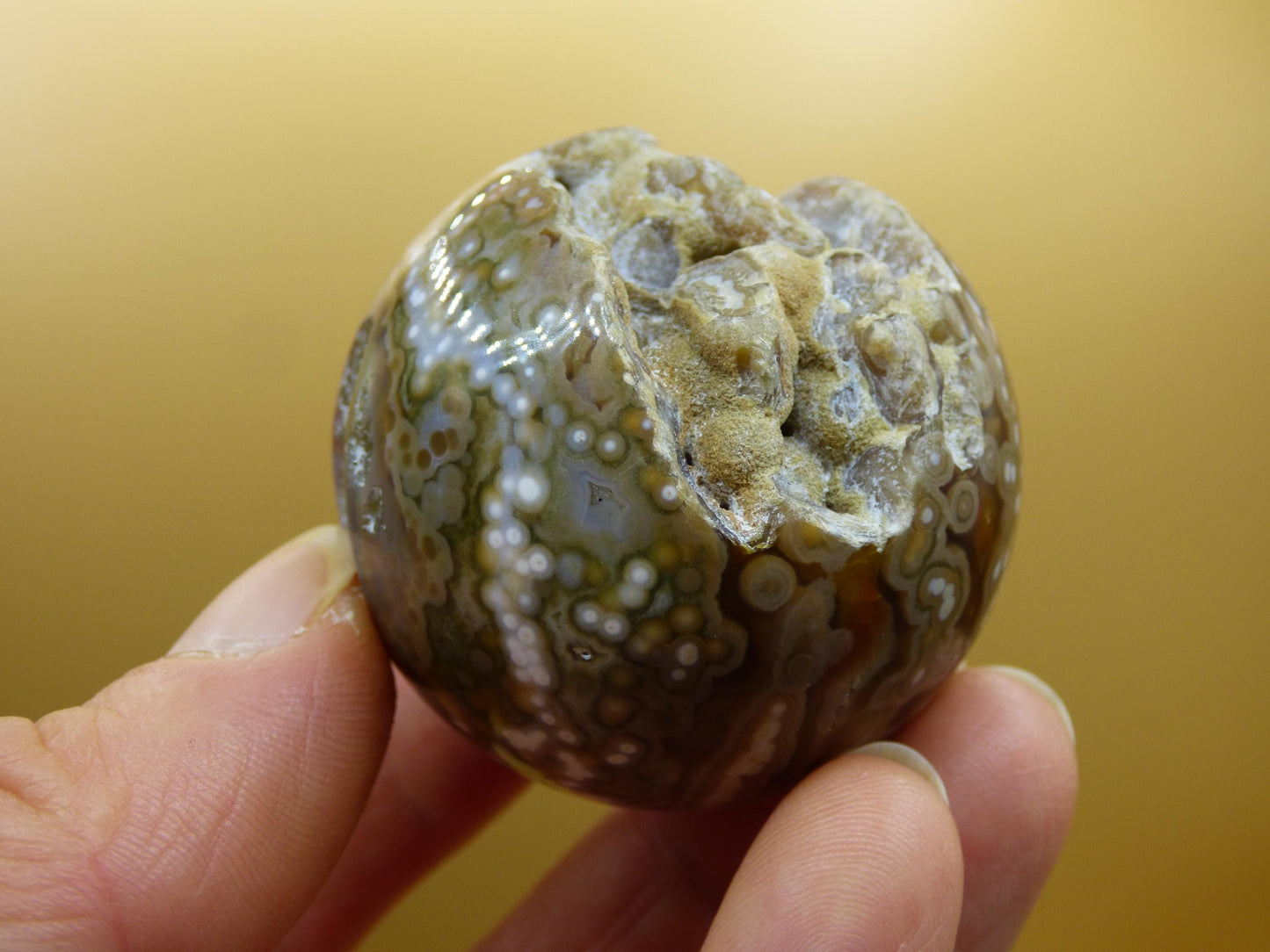 8 Adern Ocean Jaspis Orbicular grün - Edelstein Kugel Natur Heilstein Deko Kristall Geschenk Er Sie Mann Frau Haus Wohnung Energie Selten