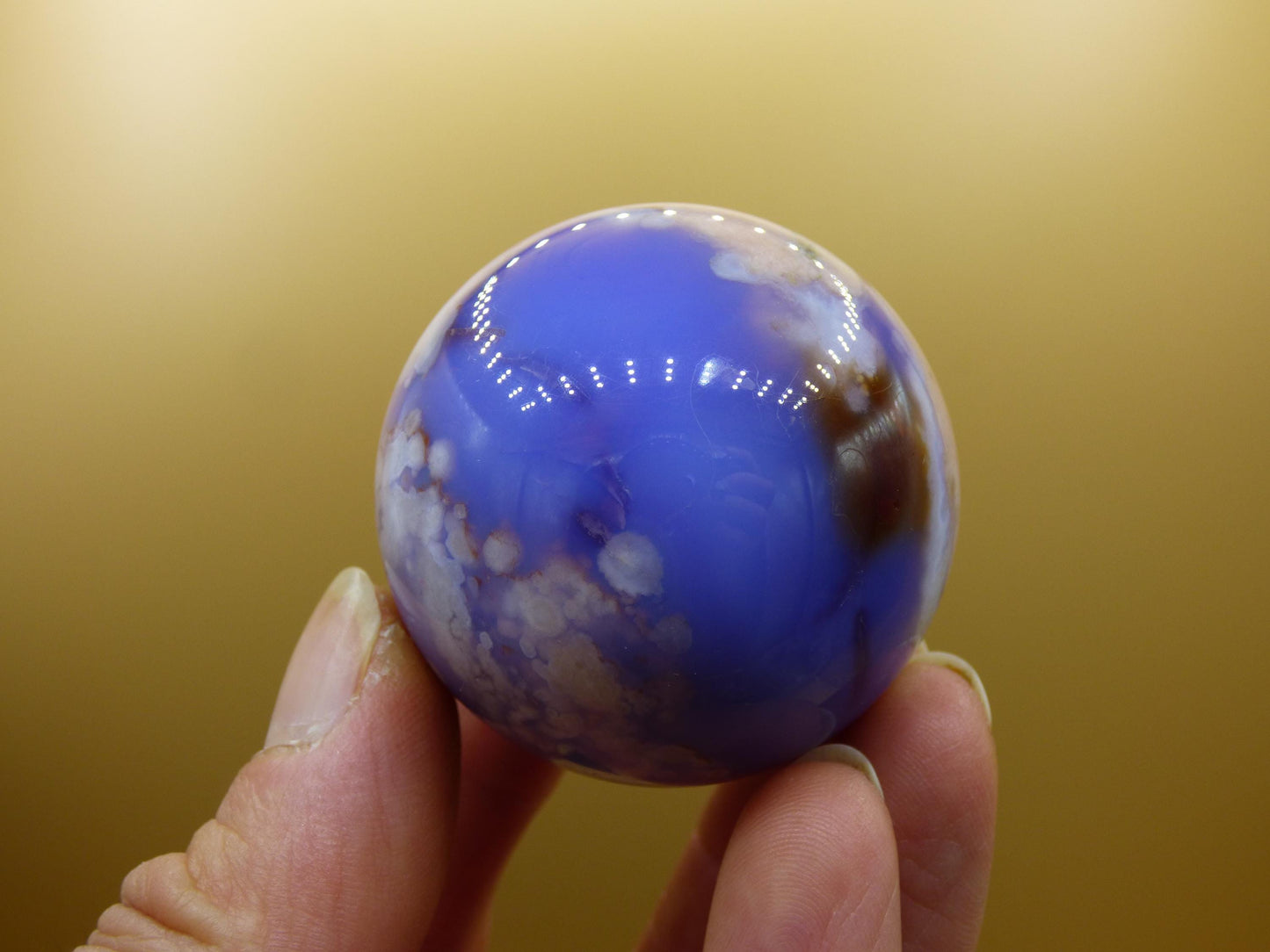 Blumen Achat blau Flower Blossom A- Edelstein Kugel Deko Kristall Sphere Meditation Heilstein Natur Geschenk Er Sie Mann Frau Selten Rarität