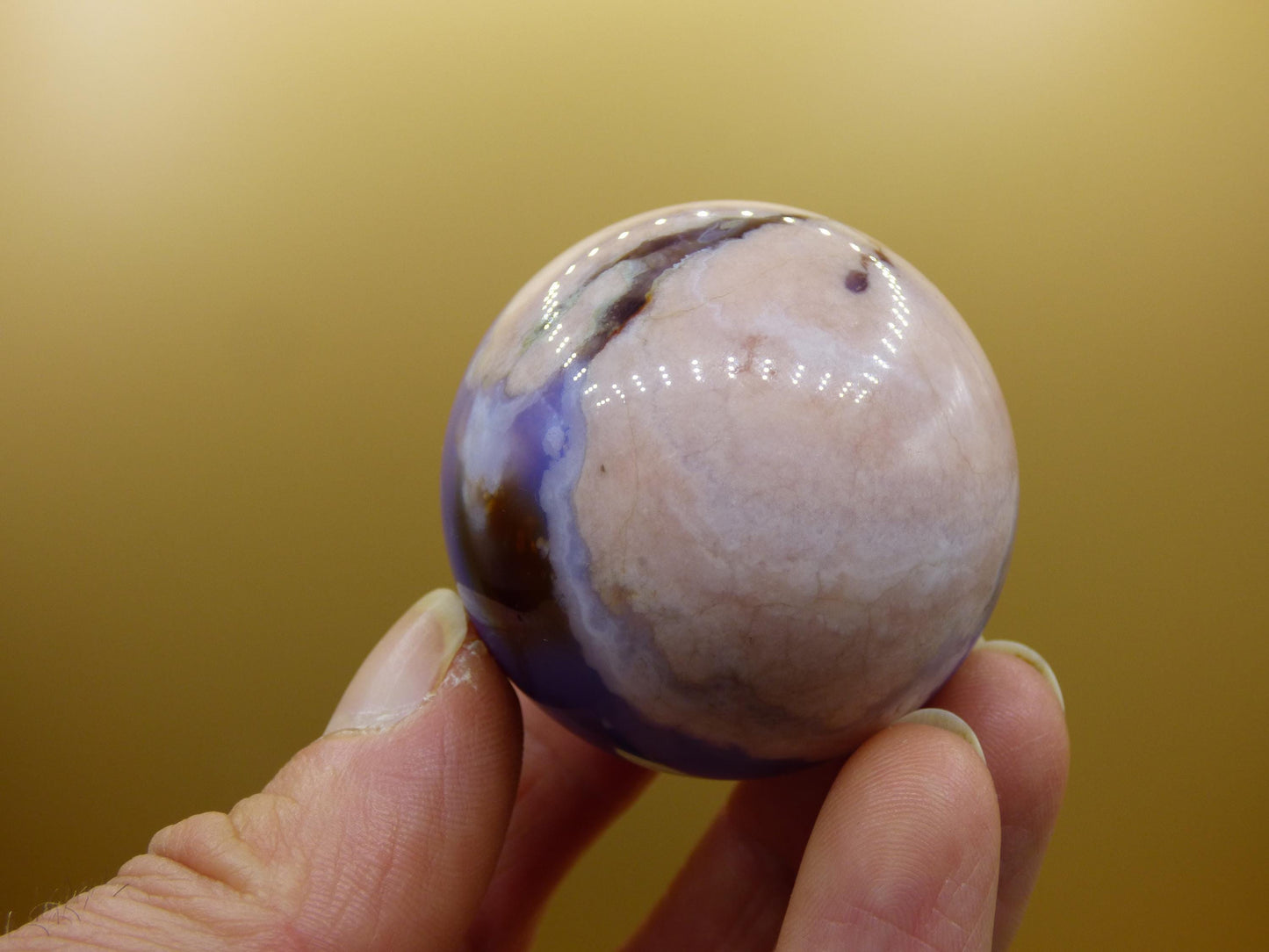 Blumen Achat blau Flower Blossom A- Edelstein Kugel Deko Kristall Sphere Meditation Heilstein Natur Geschenk Er Sie Mann Frau Selten Rarität