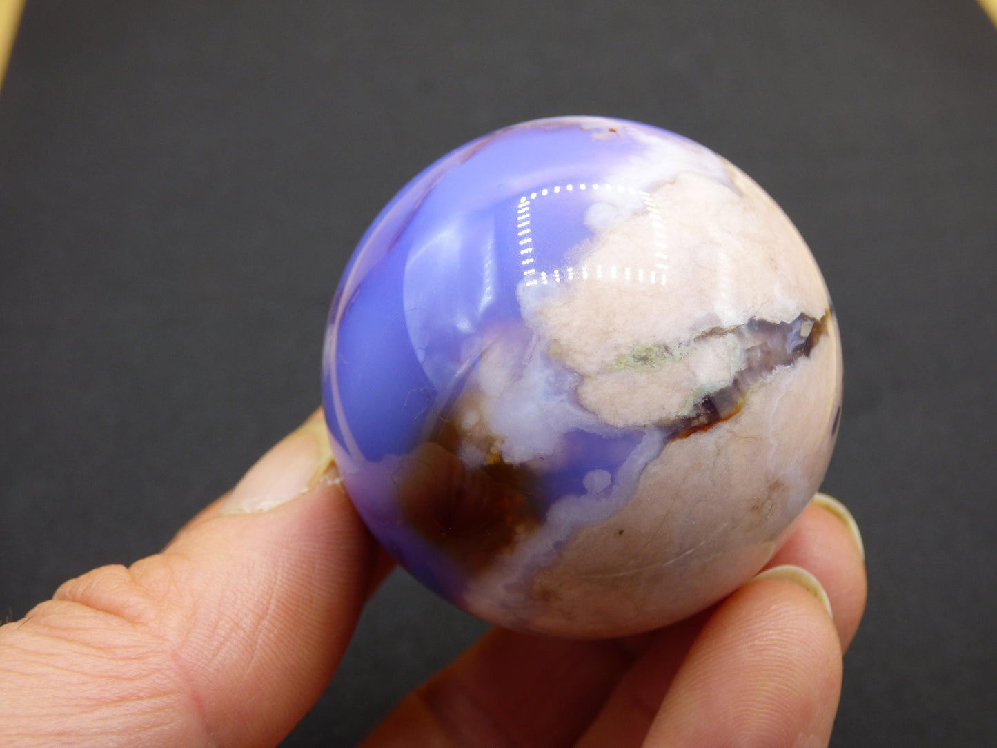 Blumen Achat blau Flower Blossom A- Edelstein Kugel Deko Kristall Sphere Meditation Heilstein Natur Geschenk Er Sie Mann Frau Selten Rarität