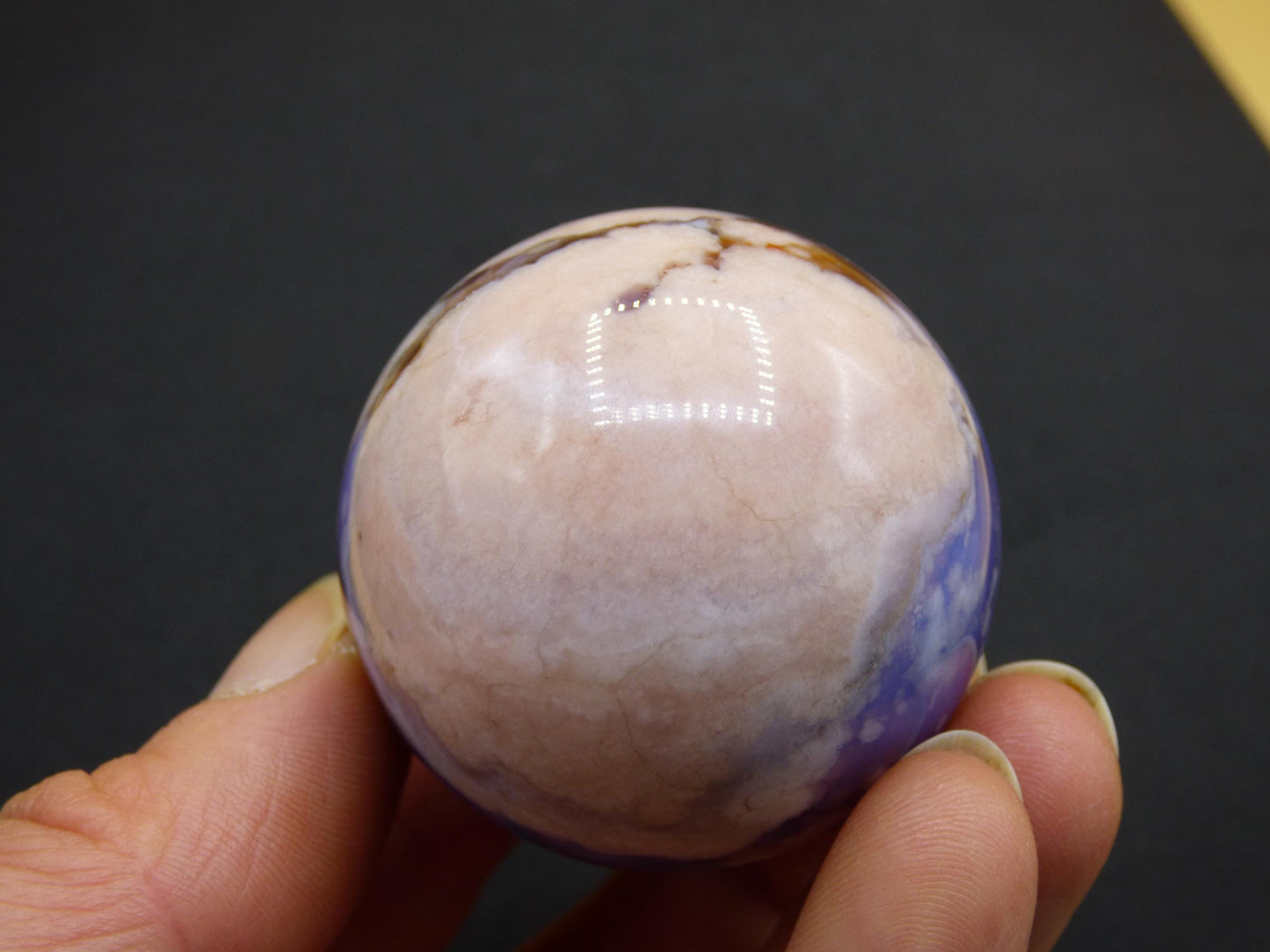 Blumen Achat blau Flower Blossom A- Edelstein Kugel Deko Kristall Sphere Meditation Heilstein Natur Geschenk Er Sie Mann Frau Selten Rarität