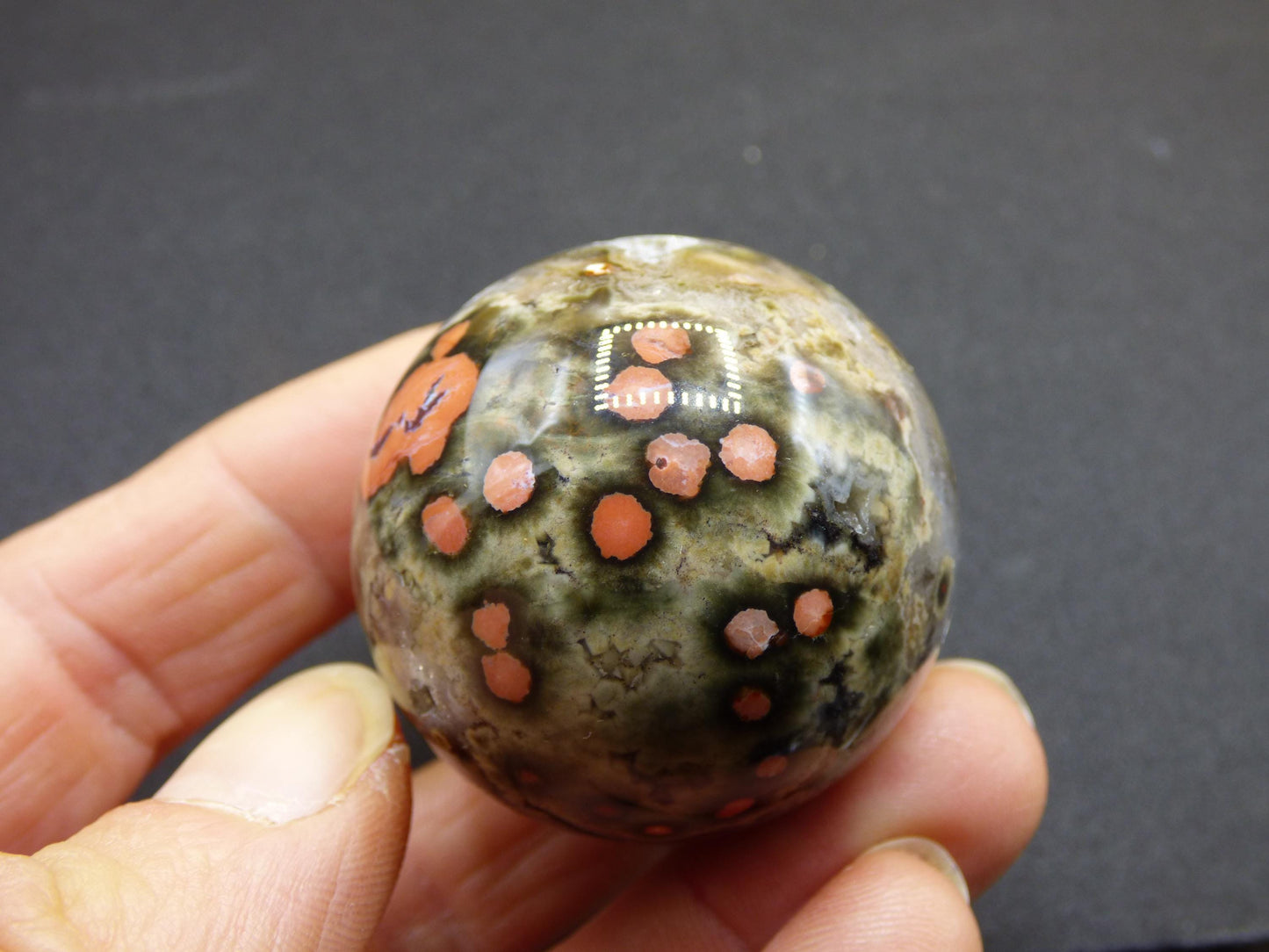 8 Adern Ocean Jaspis Orbicular rot - Edelstein Kugel Natur Heilstein Deko Kristall Geschenk Er Sie Mann Frau Haus Wohnung Energie Selten