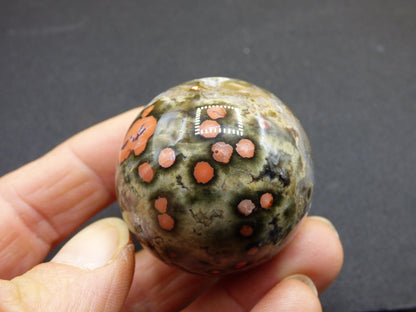 8 Adern Ocean Jaspis Orbicular rot - Edelstein Kugel Natur Heilstein Deko Kristall Geschenk Er Sie Mann Frau Haus Wohnung Energie Selten