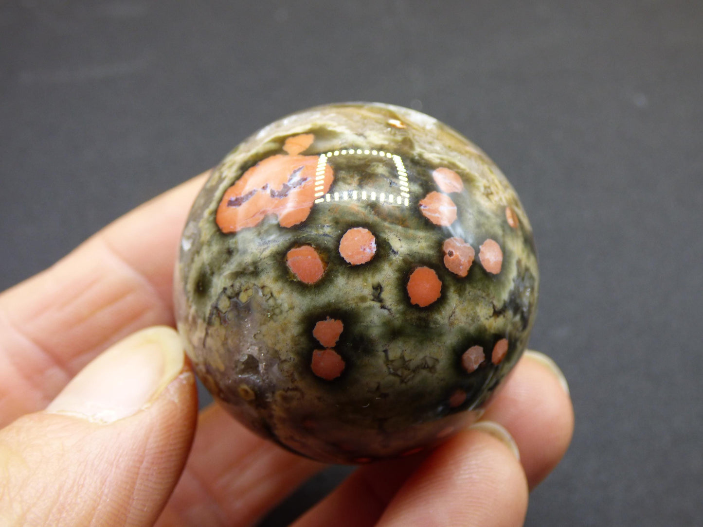 8 Adern Ocean Jaspis Orbicular rot - Edelstein Kugel Natur Heilstein Deko Kristall Geschenk Er Sie Mann Frau Haus Wohnung Energie Selten