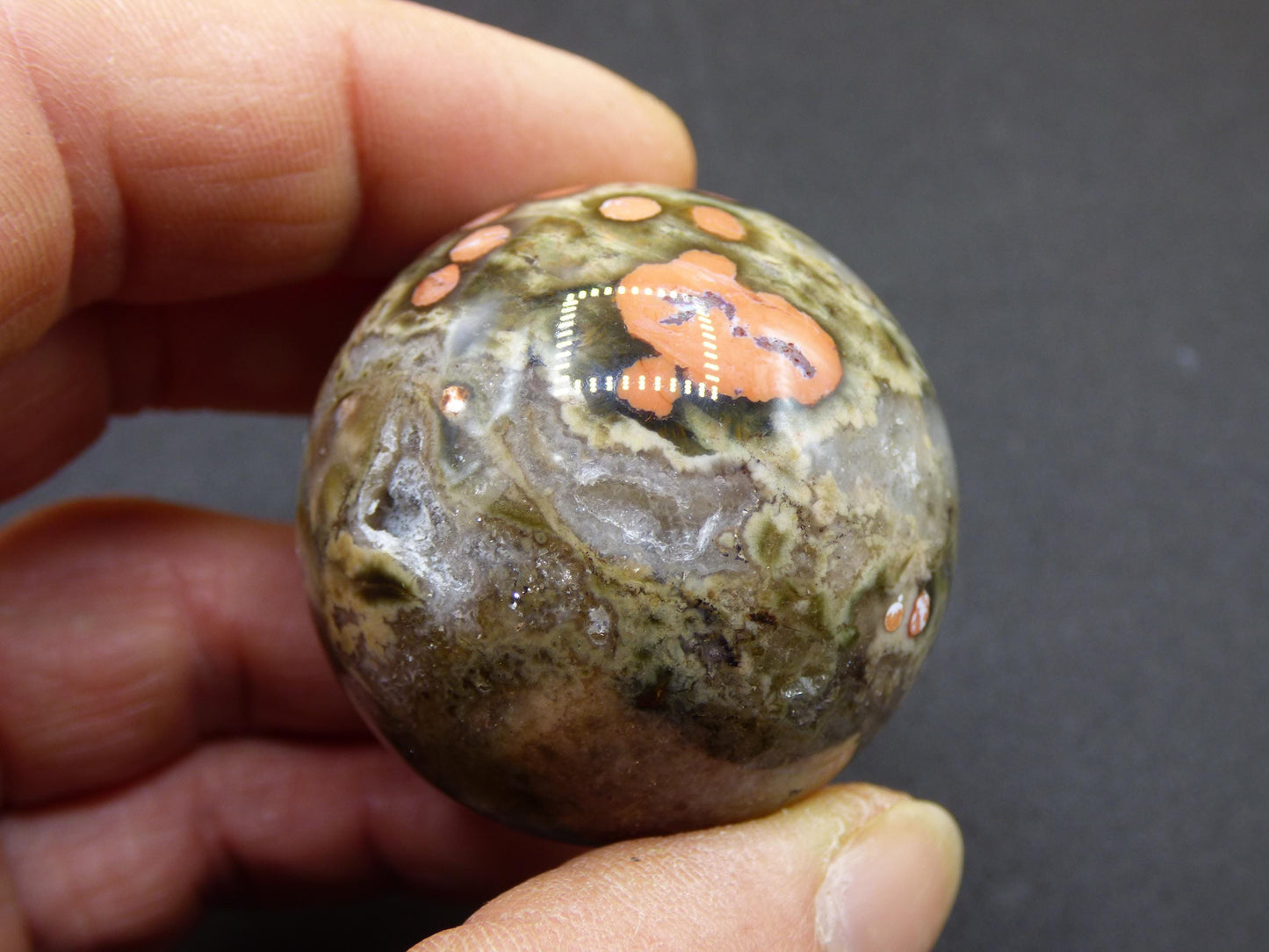 8 Adern Ocean Jaspis Orbicular rot - Edelstein Kugel Natur Heilstein Deko Kristall Geschenk Er Sie Mann Frau Haus Wohnung Energie Selten