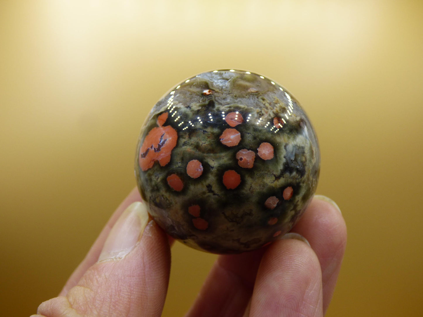 8 Adern Ocean Jaspis Orbicular rot - Edelstein Kugel Natur Heilstein Deko Kristall Geschenk Er Sie Mann Frau Haus Wohnung Energie Selten